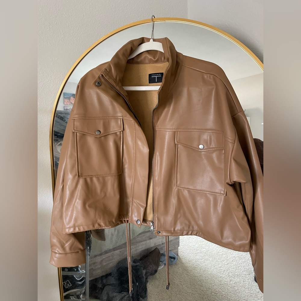 Brown faux leather jacket